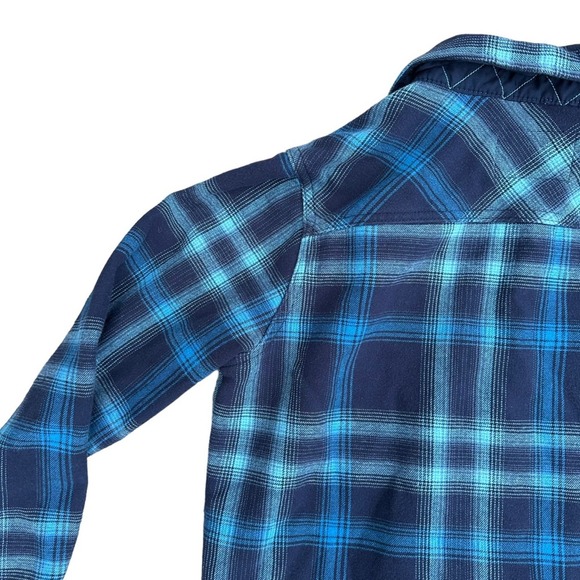 Orvis Fleece Lined Flannel Jacket Women Long Sleeve Snap Button Down Blue Medium - Picture 10 of 12